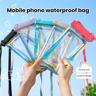 Waterproof Phone Pouch with Lanyard Touchscreen Clear Leakproof PVC Universal Beach Kayaking Swimming Floating Cell Phone Dry Bag Case Protector