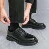 2026 New British-style black casual leather shoes for men's business formal wear large-sized work shoes trendy size 48