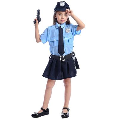 Suerba Kids Police Halloween Police Costume Costume, 5-Piece Set, Girls' (Small)