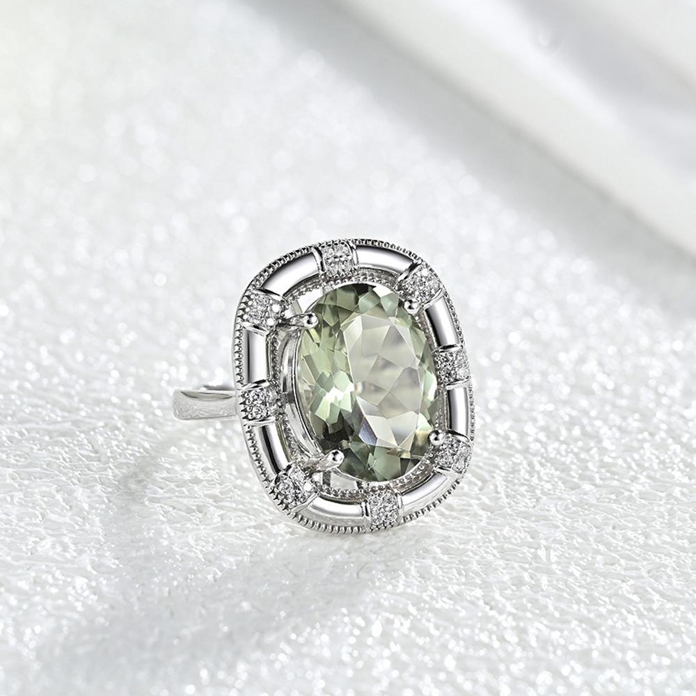 Bolaijewelry Luxusdesign Natürlicher grüner Amethyst Großer Edelstein Oval 12*16mm Ring 925 Sterlingsilber Wunderschöner feiner Schmuck