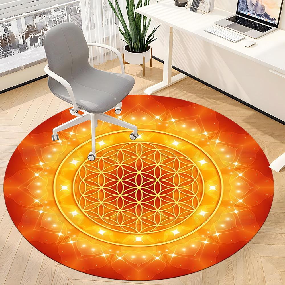 1pc Flower of Life Mandala Chair Carpet for Office, Non Slip, Soft and Durable Office Rug