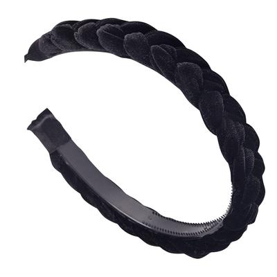 Women Hairband Anti-slip Plastic Pleuche Headband Weaving Decoration Hair Hoop Band with Claw