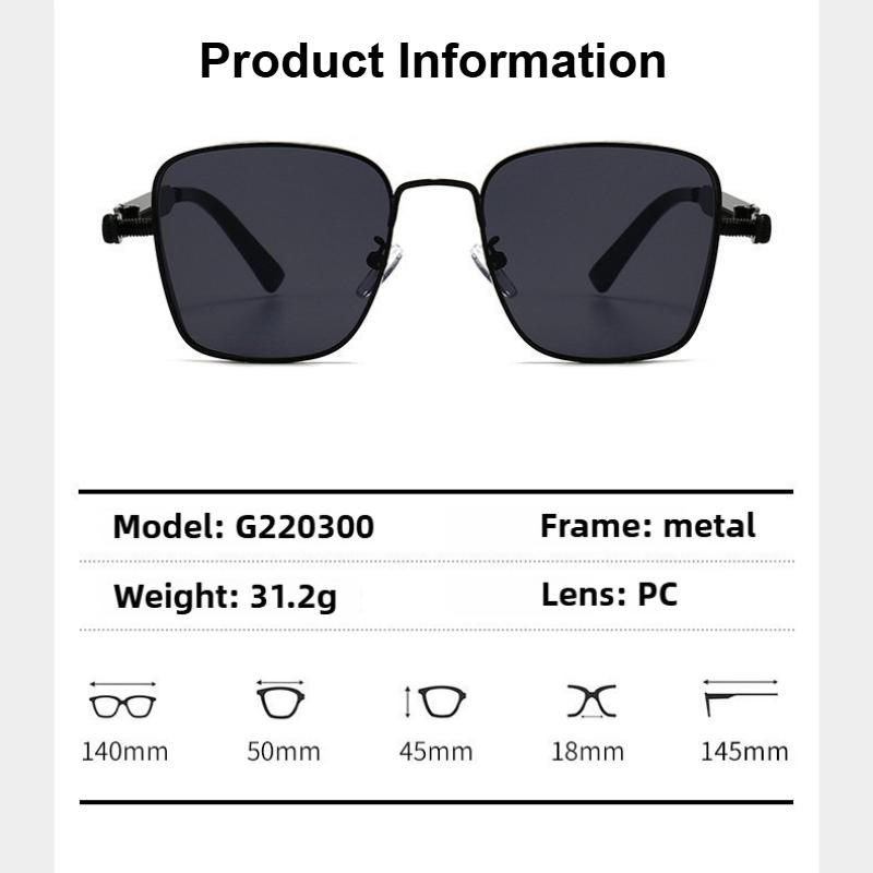 Vintage Punk Sun Glasses Square Metal Sunglasses Chic Versatile for Men and Women Driving Outdoor Sports Fishing Eyeglasses
