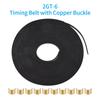 3D Printer Accessary 2GT Timing Belt Width 6mm 5M/16.4ft Length with 10 Brass Copper Buckle for