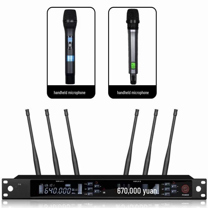 Wireless Professional Microphone Set with Anti-Howling for Karaoke, Meetings, and Performances