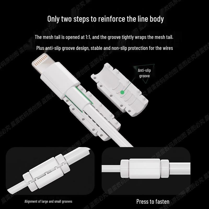 Mangueira de Proteção para Cabos: Previne a quebra e a dobra do carregador para iPad, tablets e telefones; também protege contra mordidas de gato.