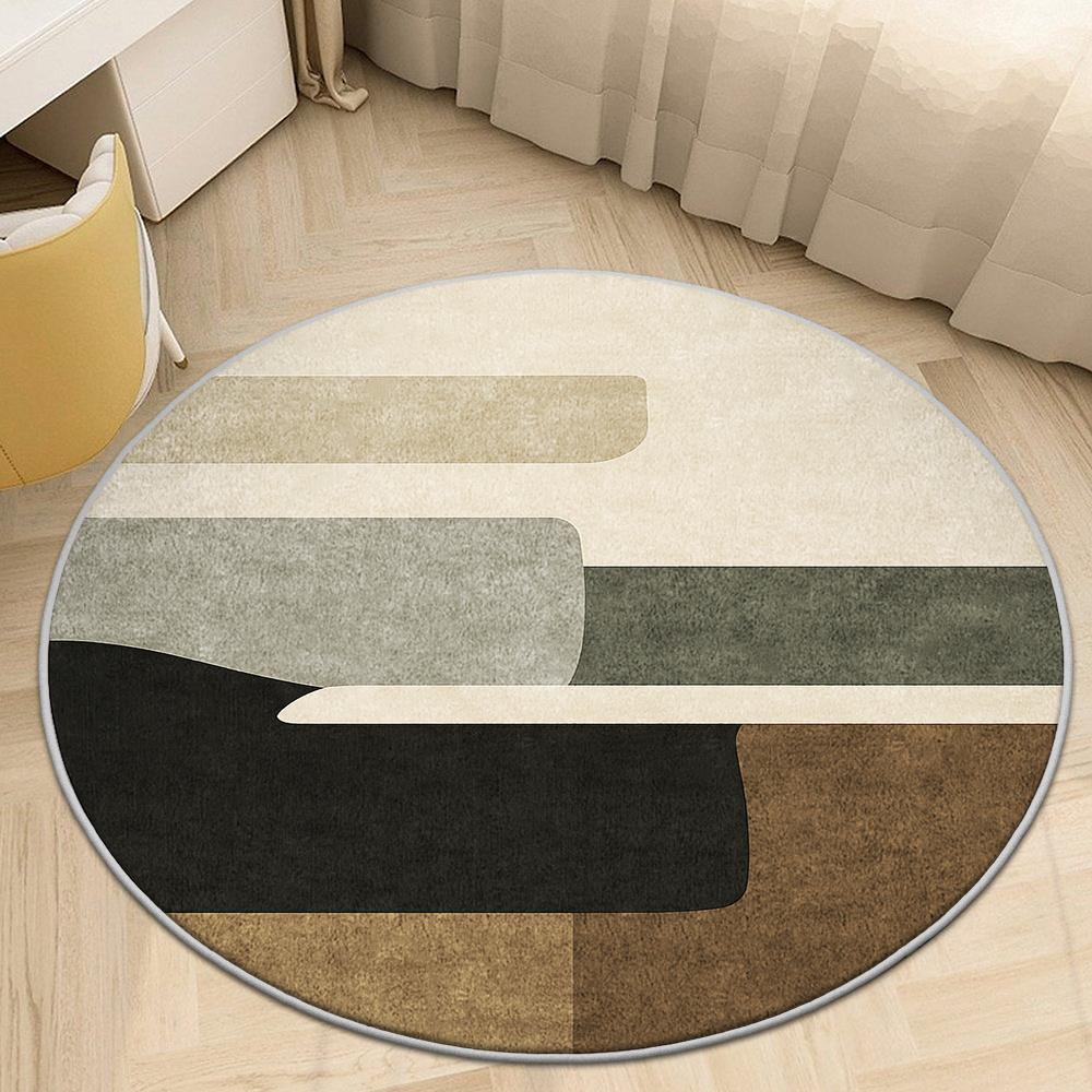 Rustic Medallion Round Area Rug Geometric Circular Floor Carpet Non-Slip Welcome Door Mat for Home Entrance Porch Decor