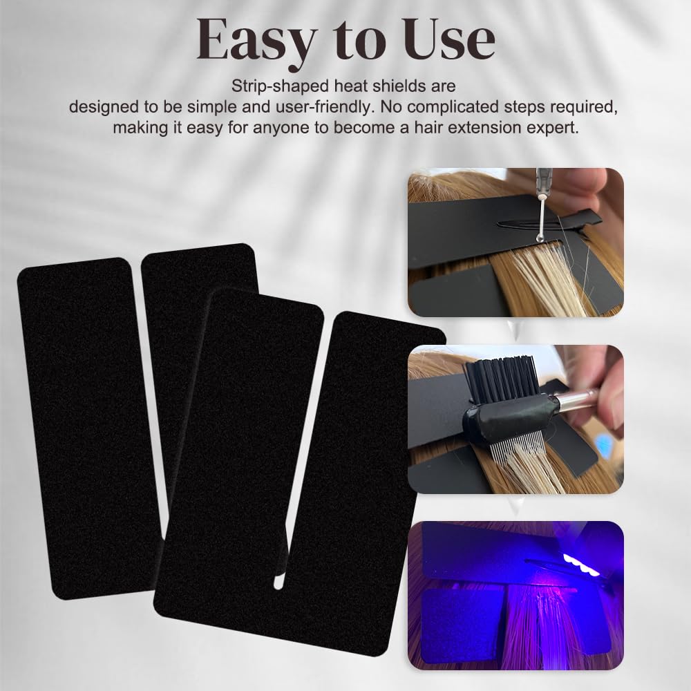 UV Hair Set Super Fast Remover UV Hair Extension Kit 30g UV Hair Glue with 30ml Glue Remover Anti-UV Shield Guards Replacement Accessories