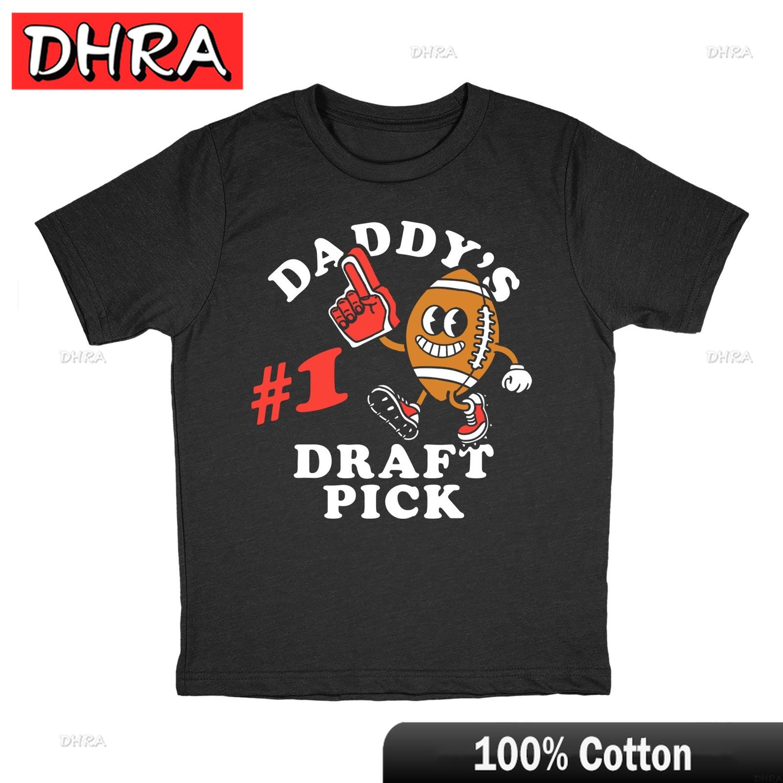 Youth Funny T Shirts Daddys Number 1 Draft Pick Sarcastic Football Graphic Tops Casual Top Gothic Stylish Classic T Shirt Tee S