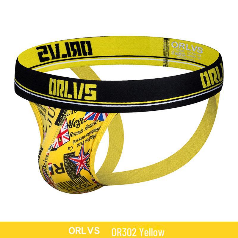 ORLVS Men's Low-Waist U-Convex Ice Silk Printed T-Back Underwear - Gay Sexy Trend 302