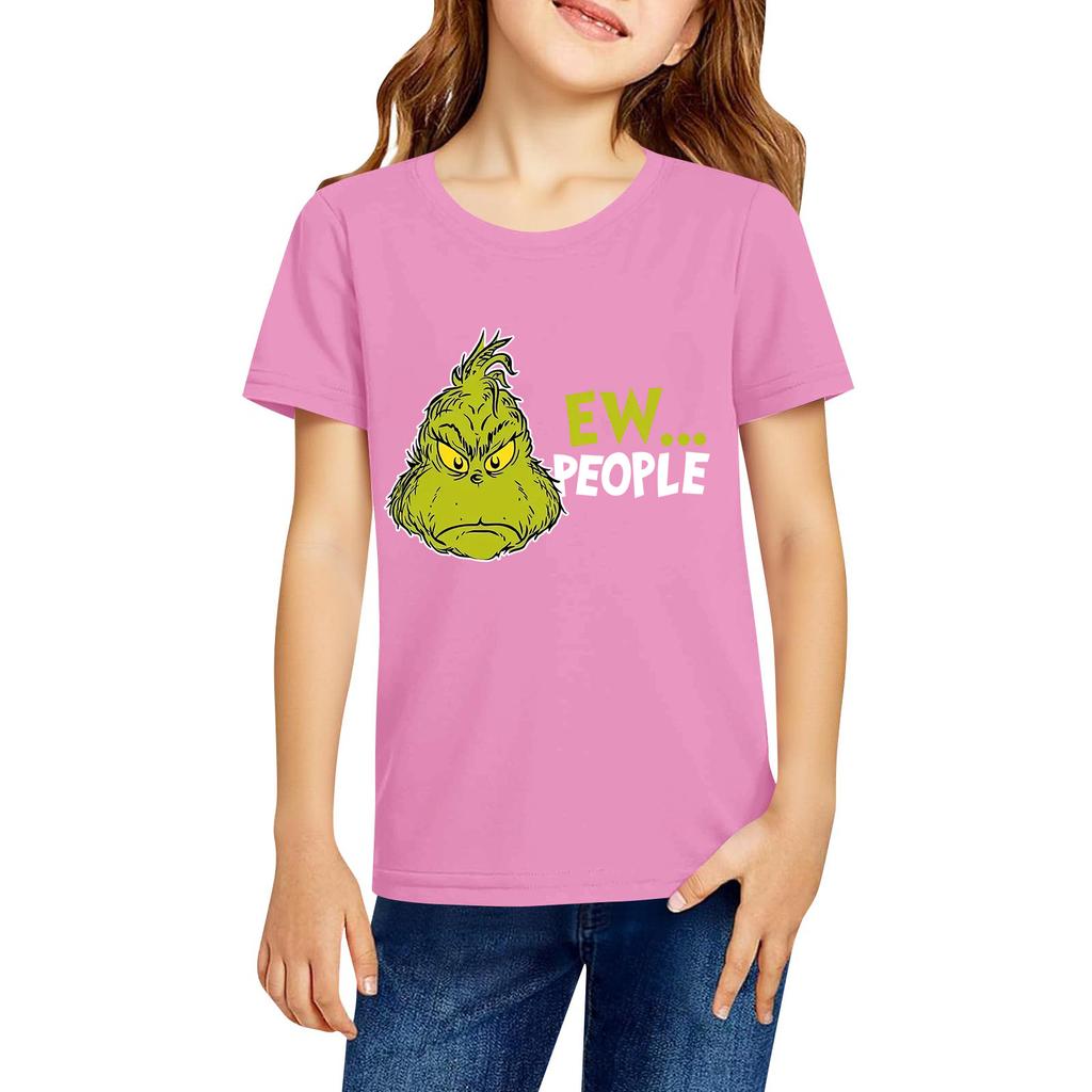 Fashionable Round Neck Short Sleeve Work Clothes Printed Tops For KID Summer Tops