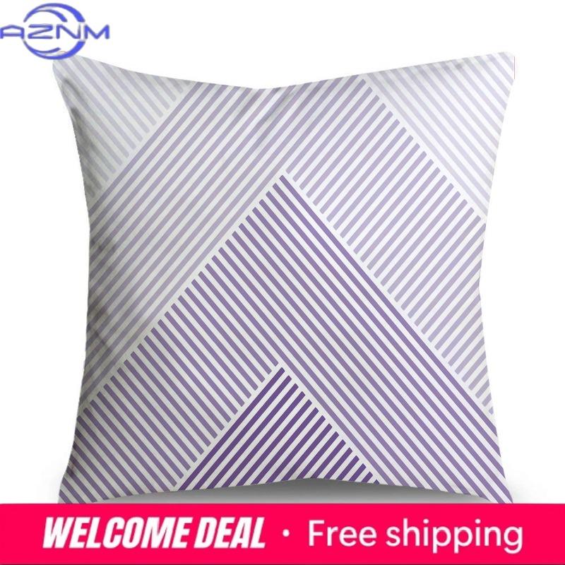 Simple Geometric Purple Floral Print Pattern Cushion Cover Home Living Room Sofa Car Decoration Square Pillow