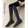 Chaussettes d'hiver tricotées pour femmes, chaussettes au-dessus du genou, antidérapantes, hautes, épissées ensemble, chaussettes chaudes pour femmes, bas de printemps pour femmes
