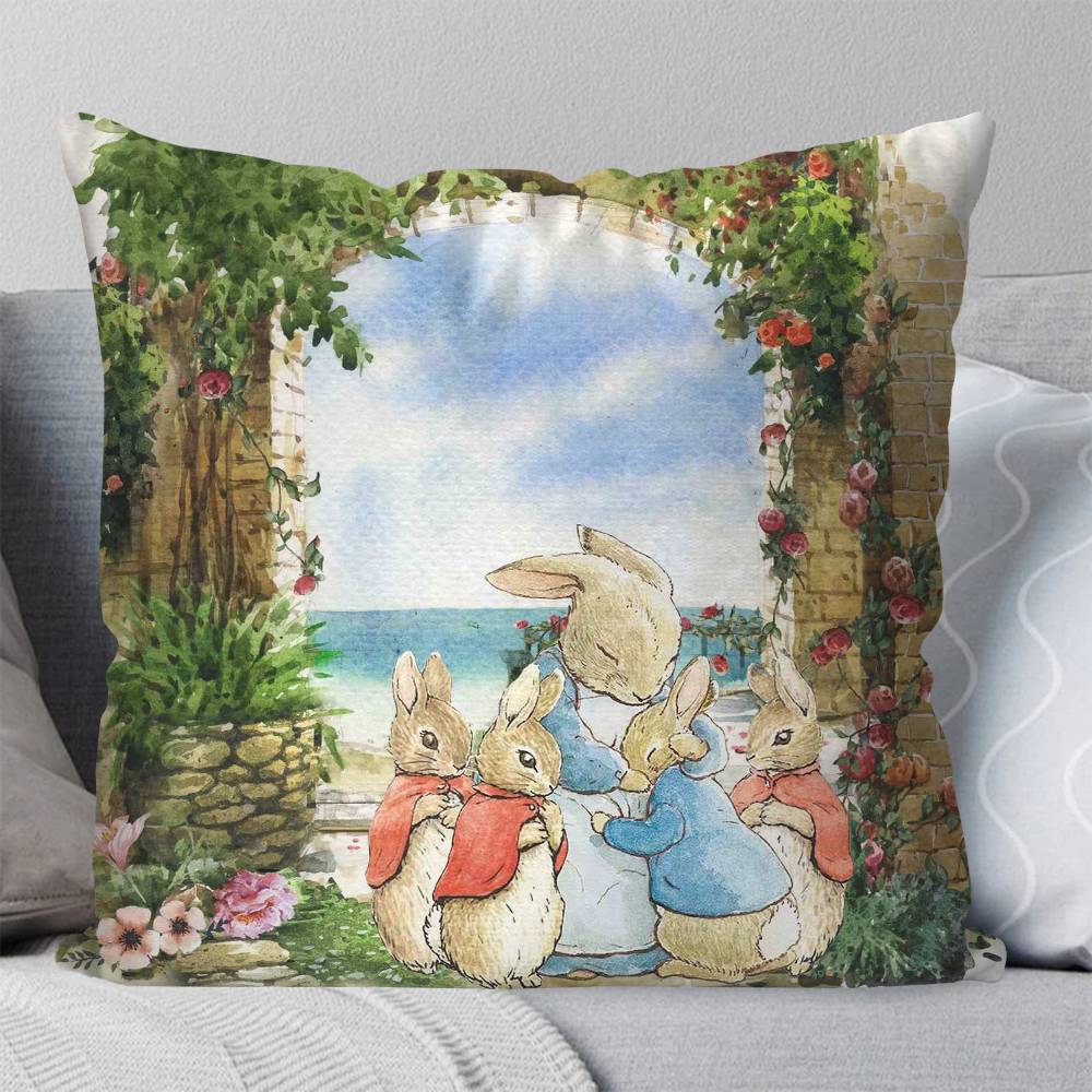 Novel By PPeter Rabbit Pillow Case Fashion Square Pillowcase Bedroom Sofa Room Ins Decoration Leisure