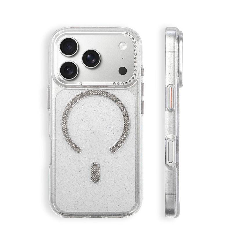 

Diamonds-studded Magnetic Circle Clear Glitter for Magsafe Case for iPhone 17promax 17 17Pro For Magsafe Wireless Cover For iPhone 17Pro Max