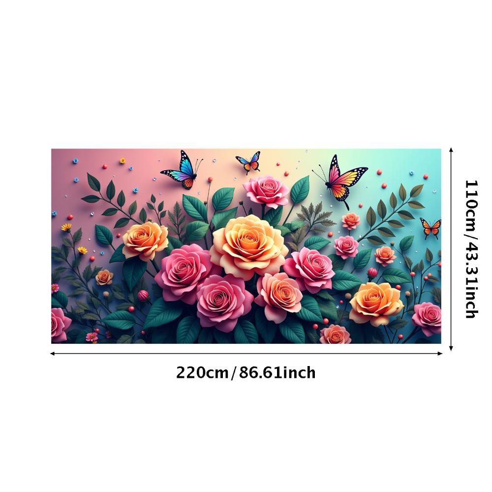 Peony Rose Flower Banner Backdrop Spring Outing Wedding Decor Photography Background Party Decoration Event Photo Shoot Supplies