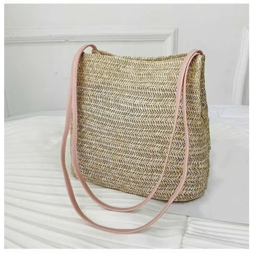 Women Large Capacity Shoulder Bags Bohemia Straw Bag Woven Round Rattan Handbag Crossbody Summer New Leisure Beach Vacation