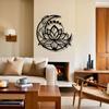 Wrought Iron Lotus Moon Wall Art Modern Minimalist Home Decor Living Room Bedroom Outdoor Patio Easy Install Housewarming Wedding Gift