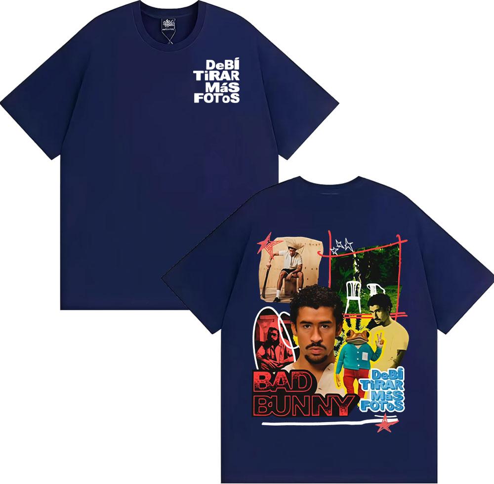 Rapper Bad Bunny Debi Tirar Mas Fotos DTMF Album Tshirts Men Women Fashion Retro Short Sleeve T Shirt 100 Cotton Loose Tshirt