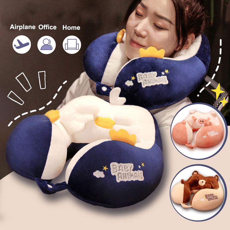 

Мультфильм U-образные дорожные подушки для взрослых, хлопковая плюшевая подушка для сна, подушка для животных, подушка для шеи, автокресло, офисный самолет, спальная подушка