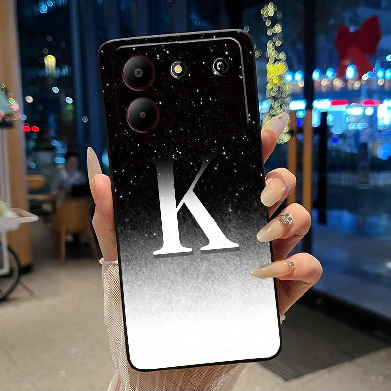 Case For ZTE Blade A54 4G Soft Silicone Black Shell ZTE Blade A54 4G Beautiful Letter Starry Sky Pattern Anti-scratch Cover