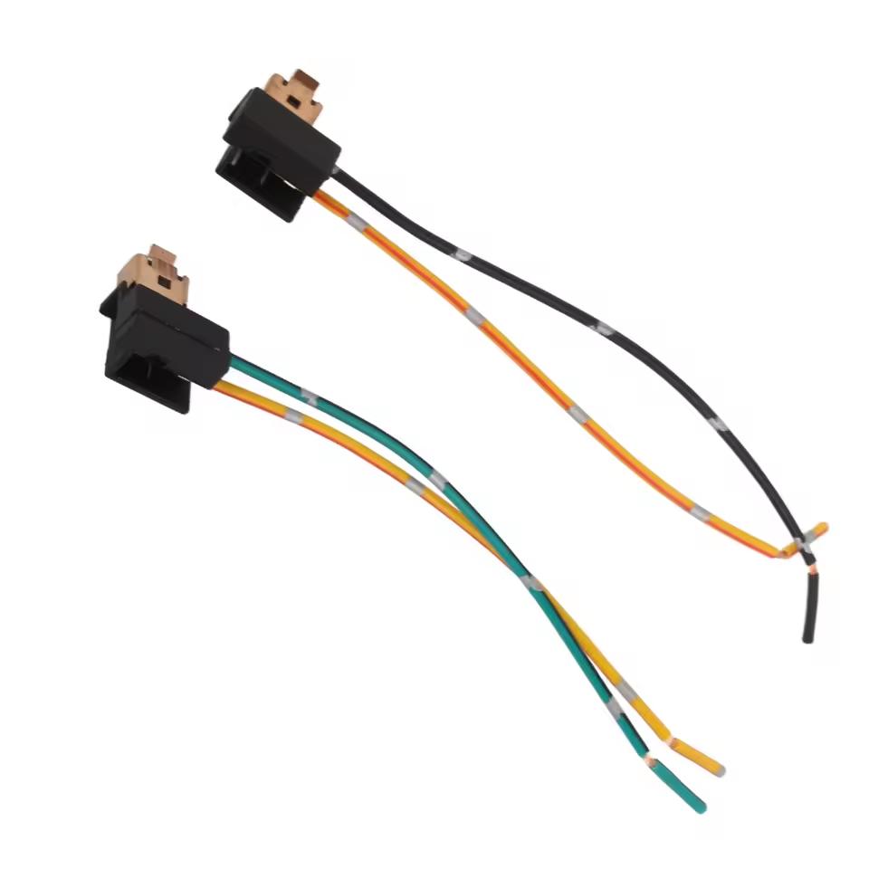 2Pcs Plug Adapter Line Headlight Lamp Bulb Wiring Harness Connector Socket Replacement Harness Wire for H1 H3 Bulb Halogen Lamp