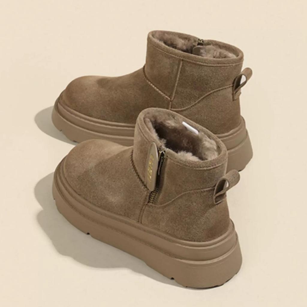 Snow boots autumn and winter new women's shoes platform-soled plush Martin boots wool cotton boots sheep cake plush Boken shoes