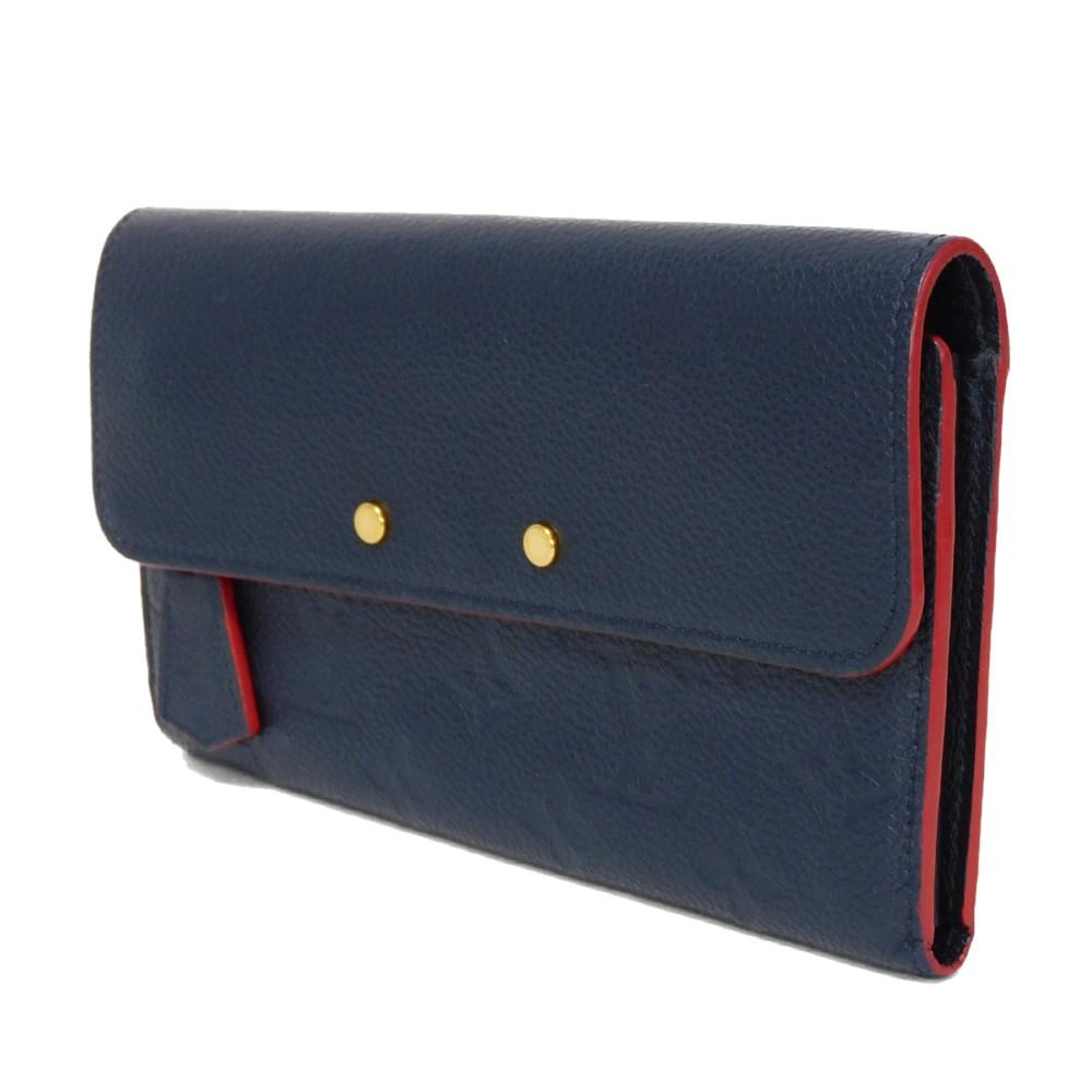 Used 12564 Portefeiulle Pont Neuf M62127 7940 LV logo flower navy red Monogram Empreinte Marine Rouge unisex from Japan