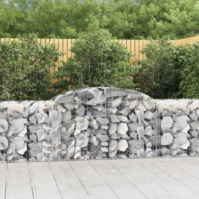 VidaXL Paniers à gabions arqués 20 pcs 300x50x80/100 cm fer galvanisé, gabion, cage de gabion, panier de mur de gabion, mur 3146697