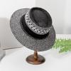Fashion Woven Straw Hat With Wide Brim And Strap Decoration For Daily Wear