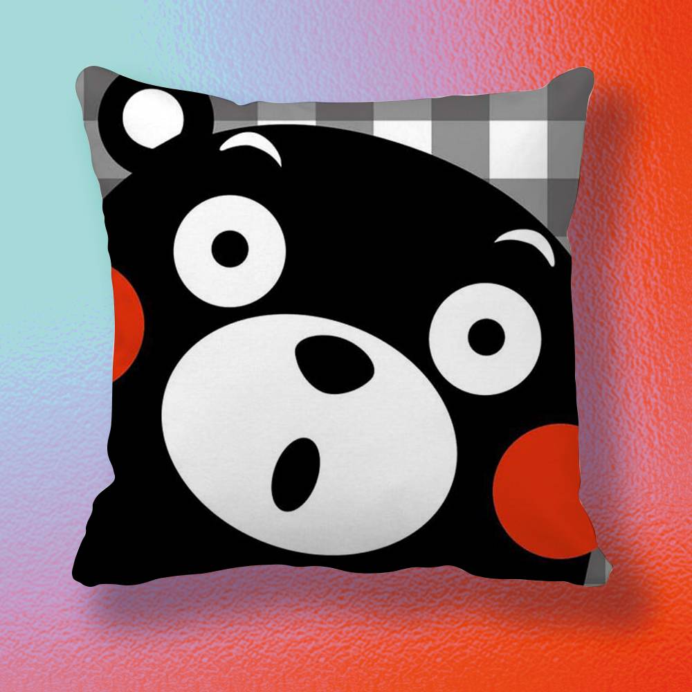 Cartoon KKumamon  Doublesided printed pillow cover Solid color minimalist pillowcase fits all bedroom styles