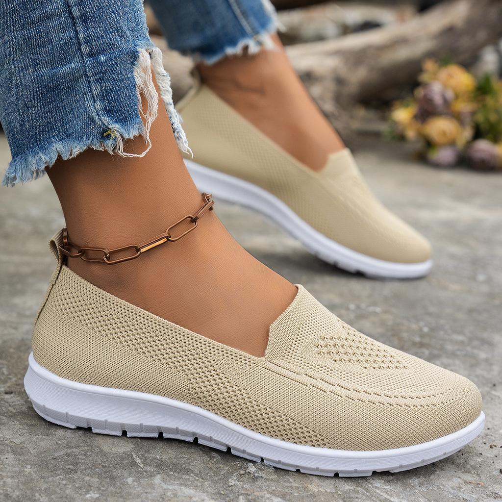 Large size casual single shoes spring and autumn new round head low heel mesh fly-woven sneakers