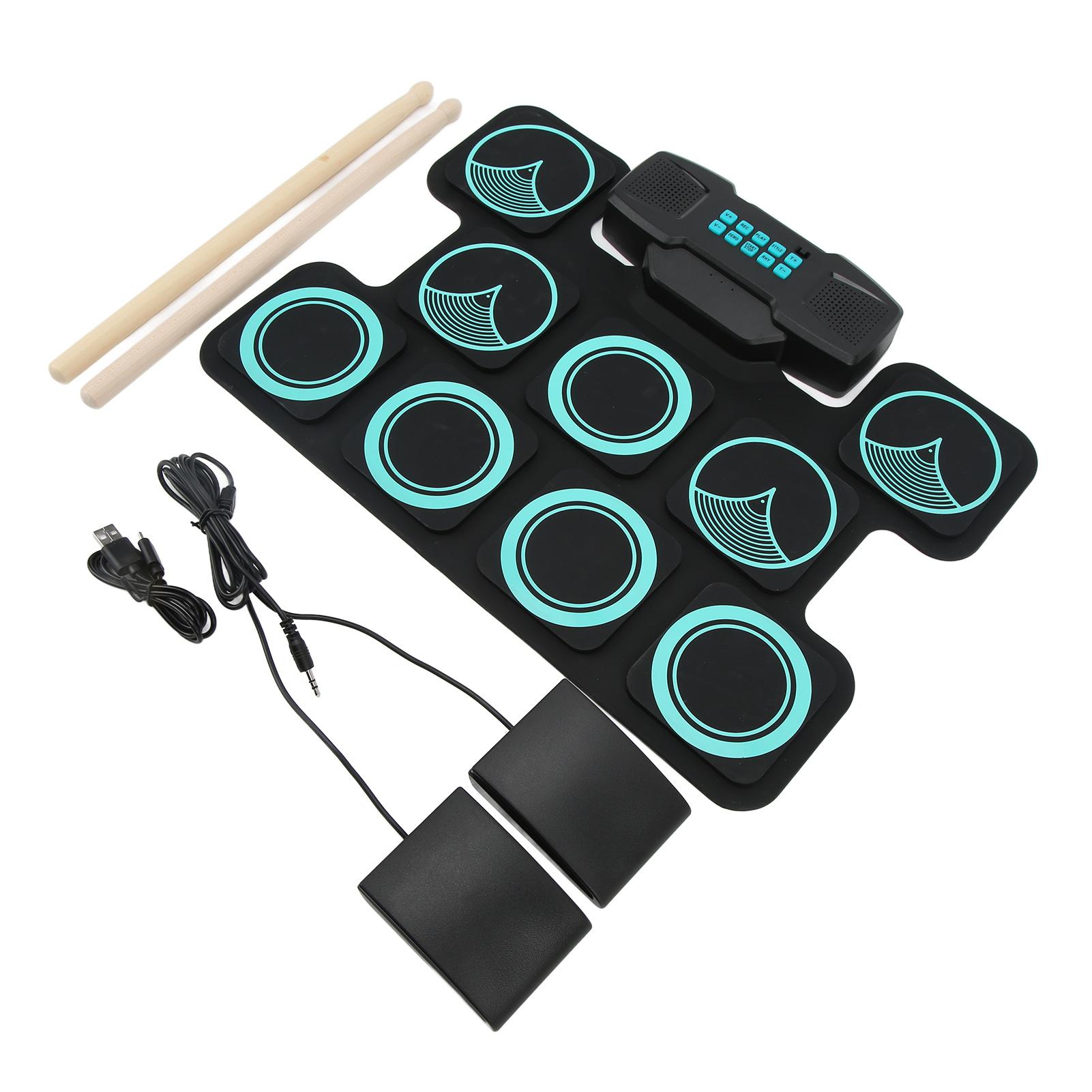 

Roll Up Drum Practice Pad Двойные стереодинамики Перезаряжаемая электронная барабанная установка для детей и начинающих