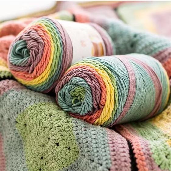 Filato di Cotone Pettinato Gradiente Arcobaleno a 5 Fili Ruyi Bird per Maglioni e Cappelli all'Uncinetto