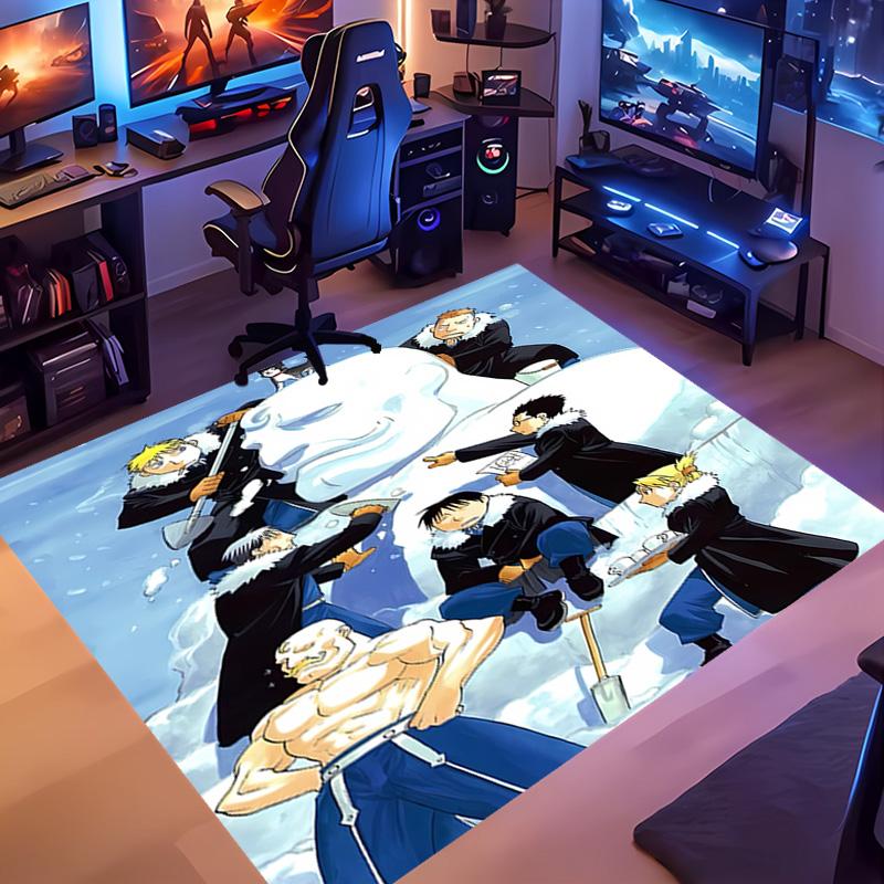 Fullmetal Alchemist -Themed Entrance Mat,Non-Slip Mat Area Rug,Room Decor,Outdoor Decor,Kitchen Rug,Doormat - Machine Washable,Easy to Clean