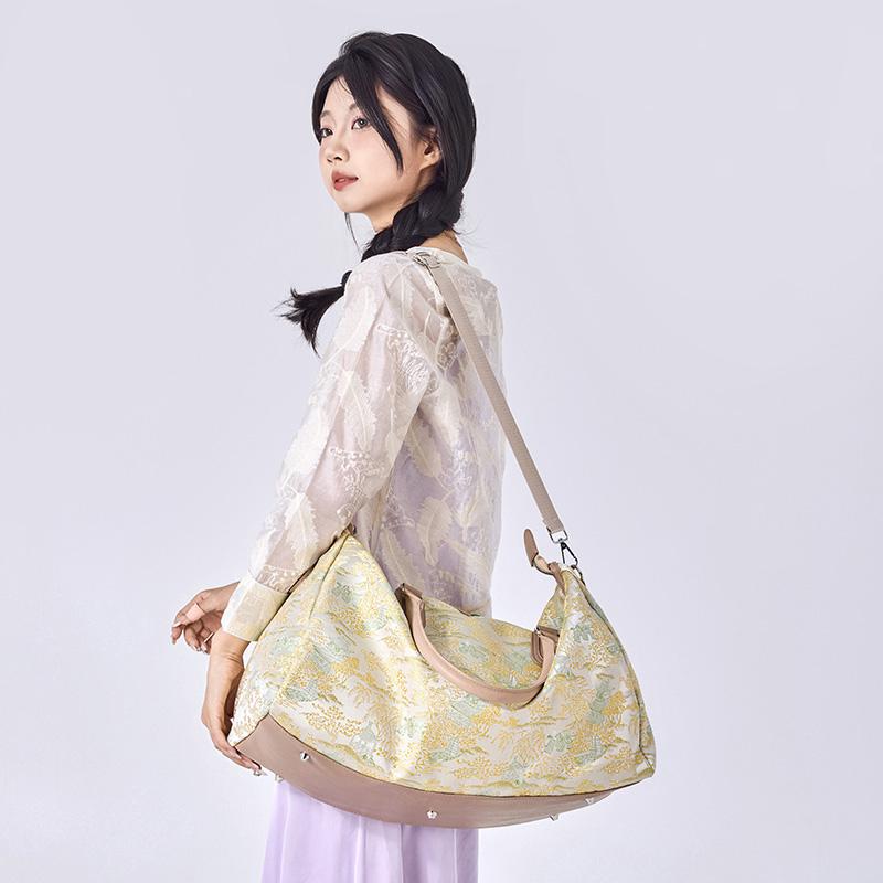 Short Distance Large Capacity Luggage Bag Women's Retro Print Travel Bag with Dry Wet Separation