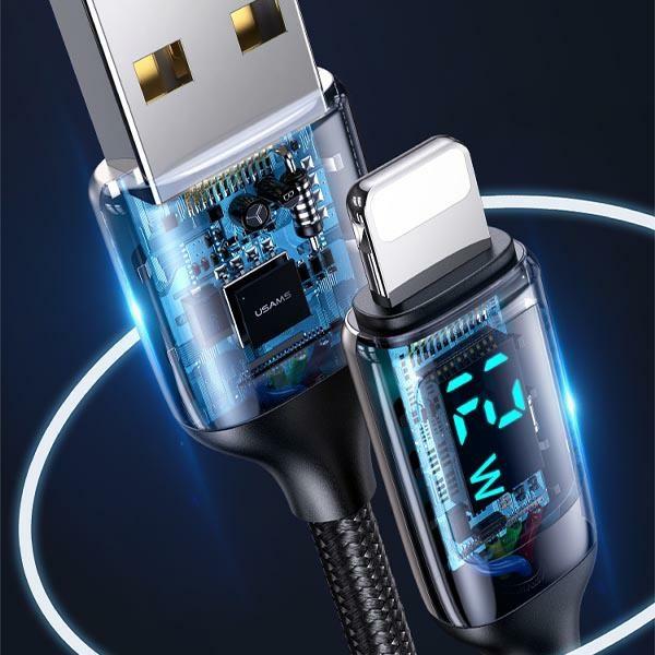 Usams Kabel Pleciony U78 Lightning 1.2Mled 2.4A Fast Charging Silver Black Sj543Usb02 (Us-Sj543)
