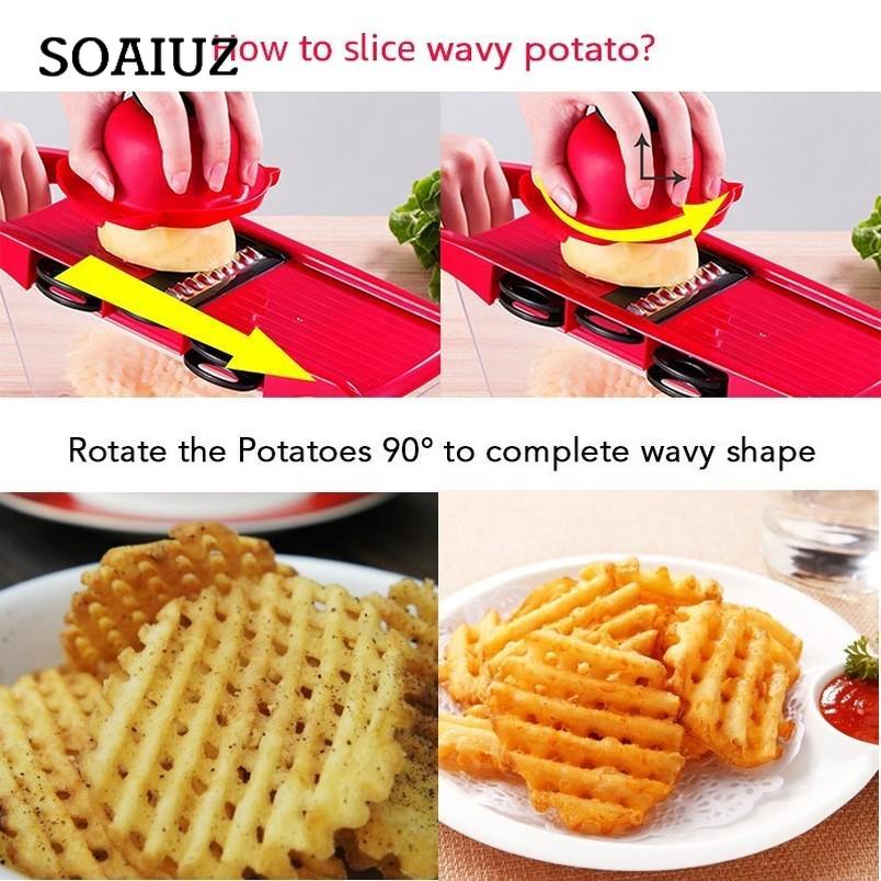 Gemüseschneider mit Stahlklinge, Mandolinenschneider, Kartoffelschäler, Karotten-Käsereibe, Gemüseschneider, Küchenhelfer