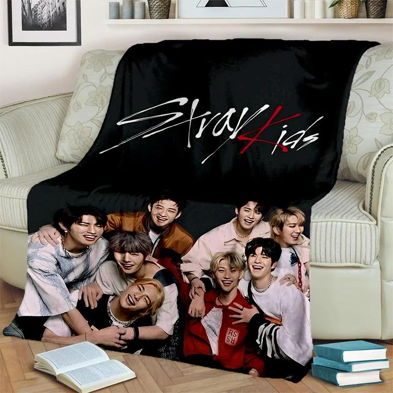 3D Kpop Stray Kids Korea Singer Blanket,Soft Throw Blanket for Home Bedroom Bed Sofa Picnic Travel Office Rest Cover Blanket Kid