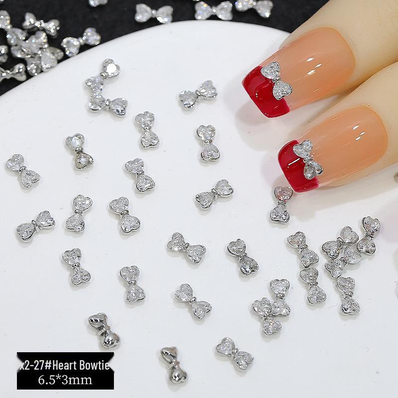 

Серебряный Циркон Мини Бант Нейл-арт Сердечки Стразы - Шикарное Роскошное Украшение