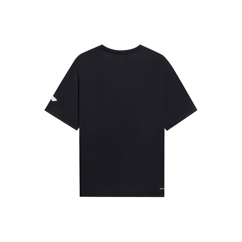 Li Ning Sports Basketball Collection T Shirts Men's Black Crew Neck Moderate Straight Fit ATSS371-1