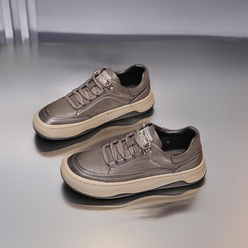 

Golden Sapling 38-44 Mens Leather Vulcanize Shoes Retro Cowhide Leather Thick Bottom Leisure Sneakers Men Casual Sport Flats 38