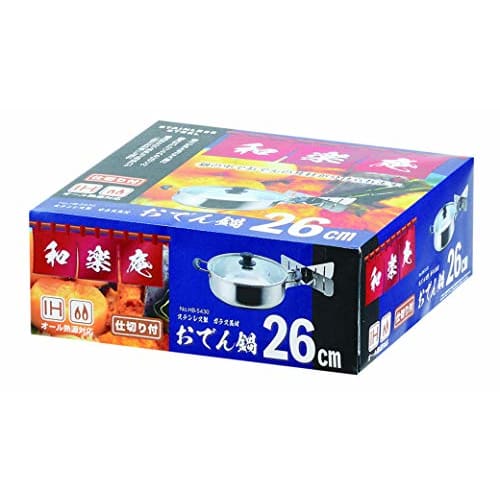 Pearl Metal Warakuan Stainless Steel Oden Pot with Glass Lid, 26cm, Divided, HB-5430