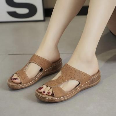 Summer Women's Wedges Slippers New Retro Open Toe Arch Support Orthopedic Platform Women's Sandals Outdoor Casual Beach Shoes
