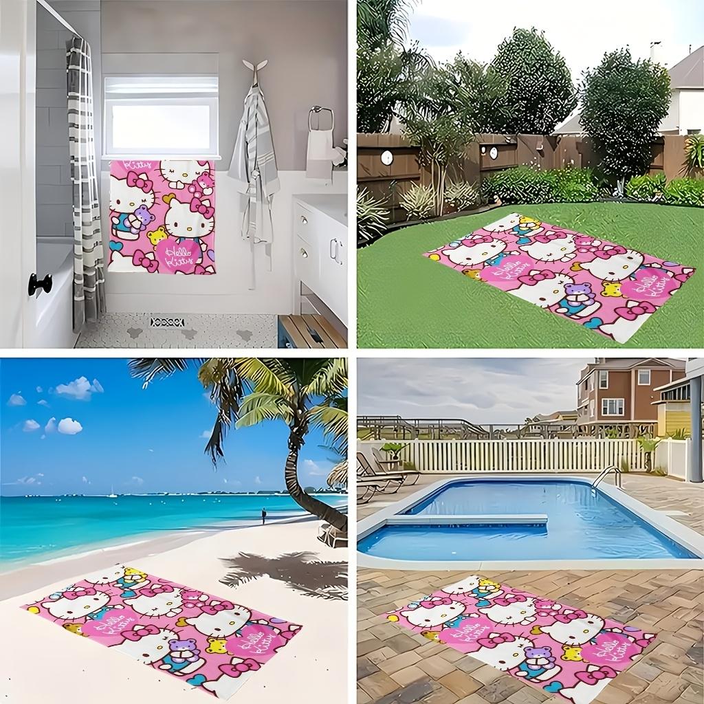 Cute Hello Kitty Microfiber Beach Towel Quick drying and Super Absorbent Suitable for Beaches Swimming Pools Travel Camping Yoga