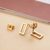 Stainless Steel Rectangle Stud Earrings For Women Girls Gold Color Geometric Fashion Ear Zircon Birthday Party Gifts Wholesale