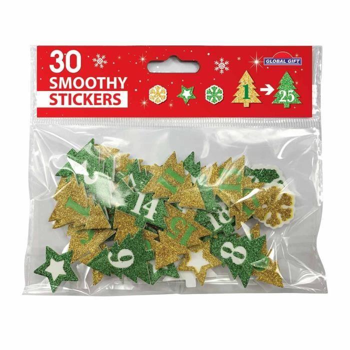 Autocollants mousse EVA pour Calendrier de l'Avent - Sapins de Noël