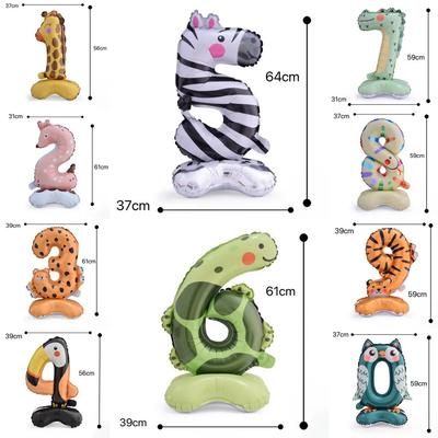 Animal Digital Aluminum Film  Cartoon Shape Small Base 0-9 Birthday Party Decoration Layout