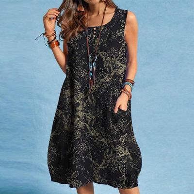 Women's Fashionable and Casual Floral Summer Vest Dress