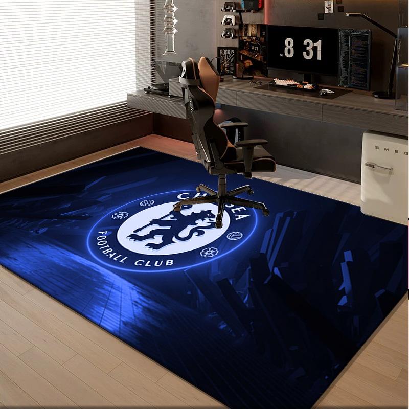 1PC Rug Blue Chelsea Football Club Logo Carpet, Chair Rug,Area Rug for Office Bedroom Living Rooms Bedroom, Doormat Decor Christmas Fan Gifts